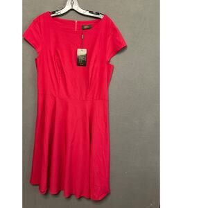 Dressystar Red Cocktail Bridesmaid Dress XL Cap Sleeve Fit Flare NWT